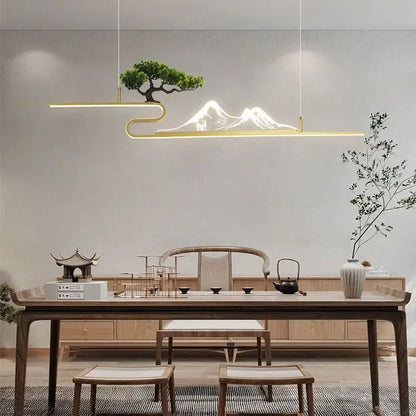 Modern black acrylic mountain peak pendant lights living room bonsai