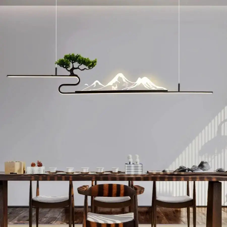 Modern black acrylic mountain peak pendant lights living room bonsai