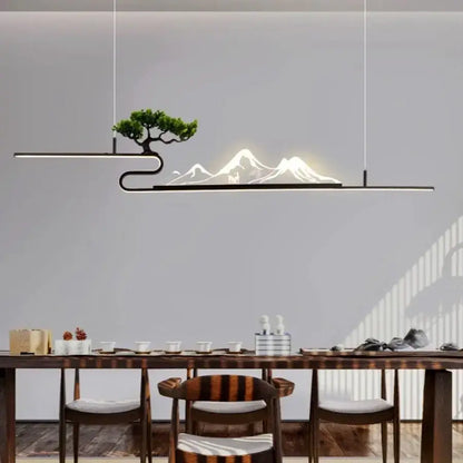 Modern black acrylic mountain peak pendant lights living room bonsai