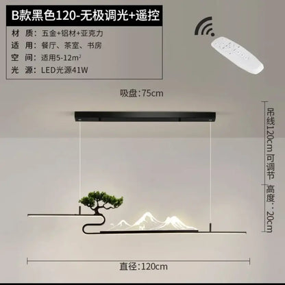 Modern black acrylic mountain peak pendant lights living room bonsai