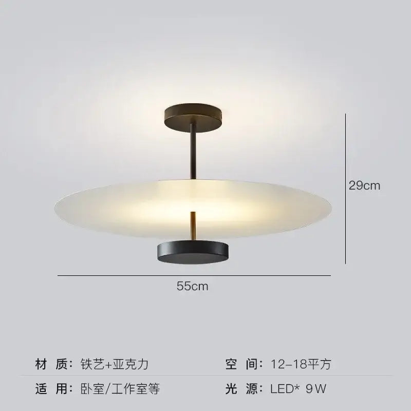 Modern black acrylic round chandelier living room glass ceiling light