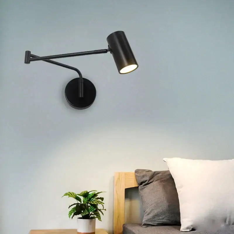 Modern black adjustable acrylic iron led wall lamp bedroom reading light