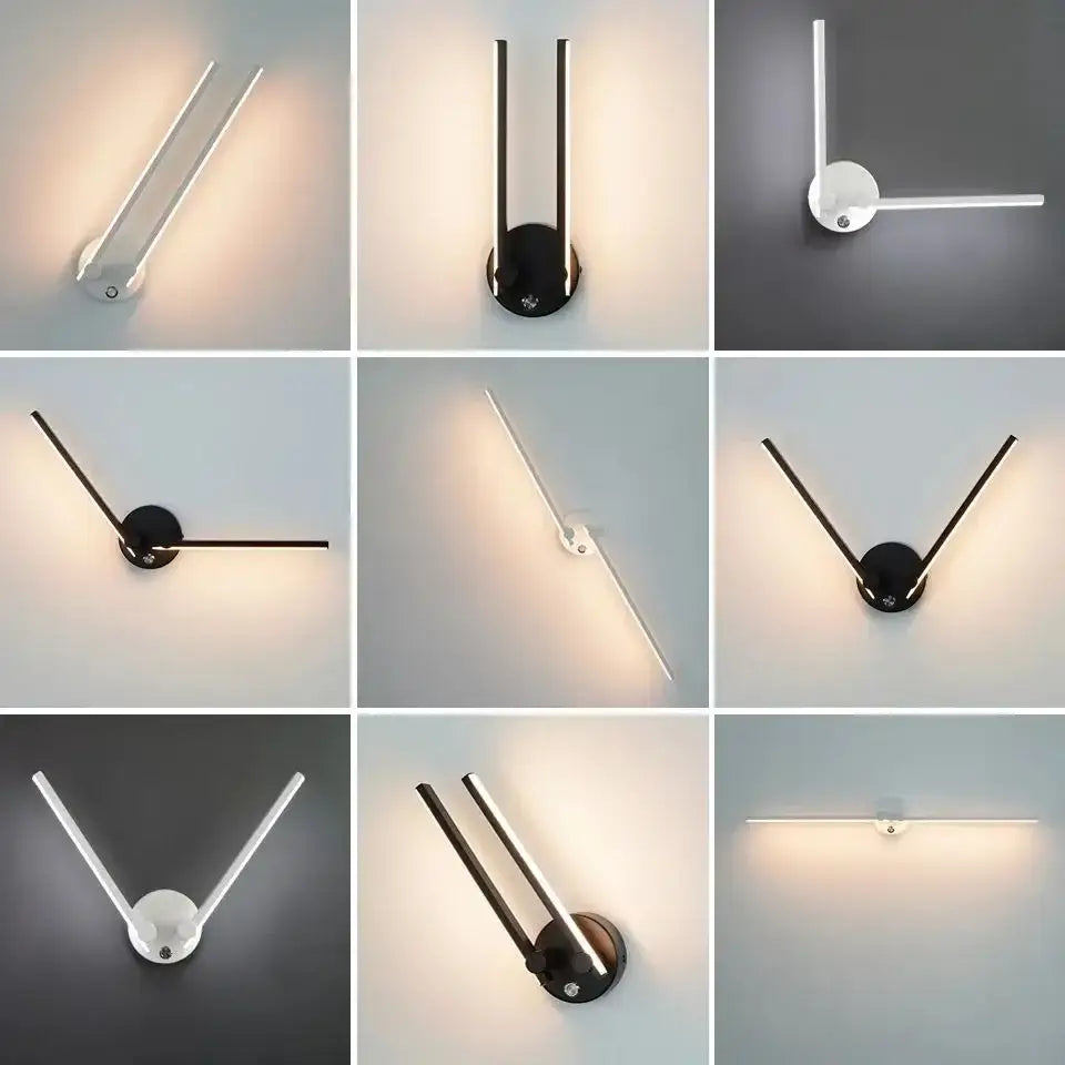 Modern black adjustable double arm wall light for living room
