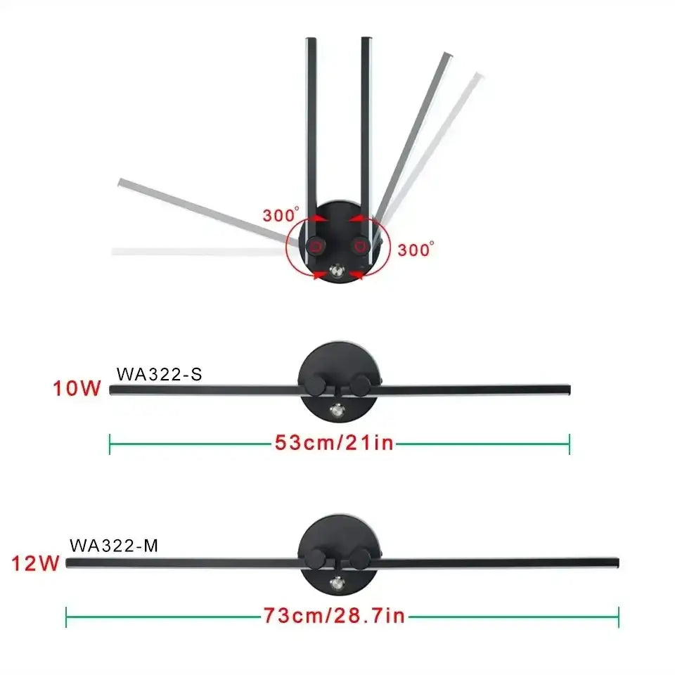 Modern black adjustable double arm wall light for living room