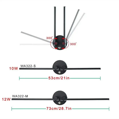 Modern black adjustable double arm wall light for living room