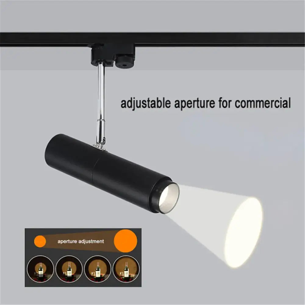 Modern black adjustable focus track lights commercial gallery light