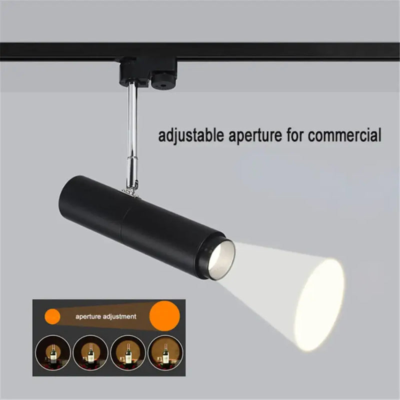 Modern black adjustable focus track lights commercial gallery light
