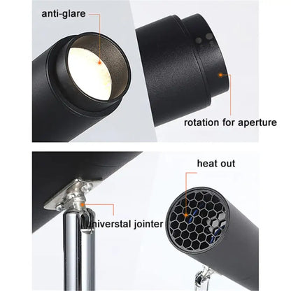 Modern black adjustable focus track lights commercial gallery light