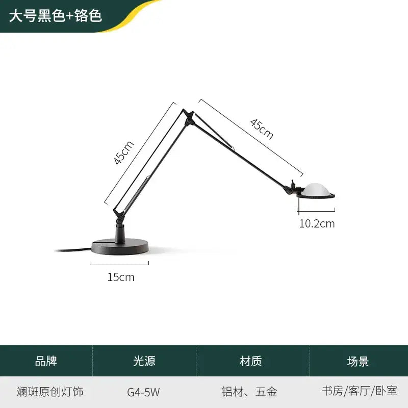 Modern black adjustable led desk lamp for study or bedroom