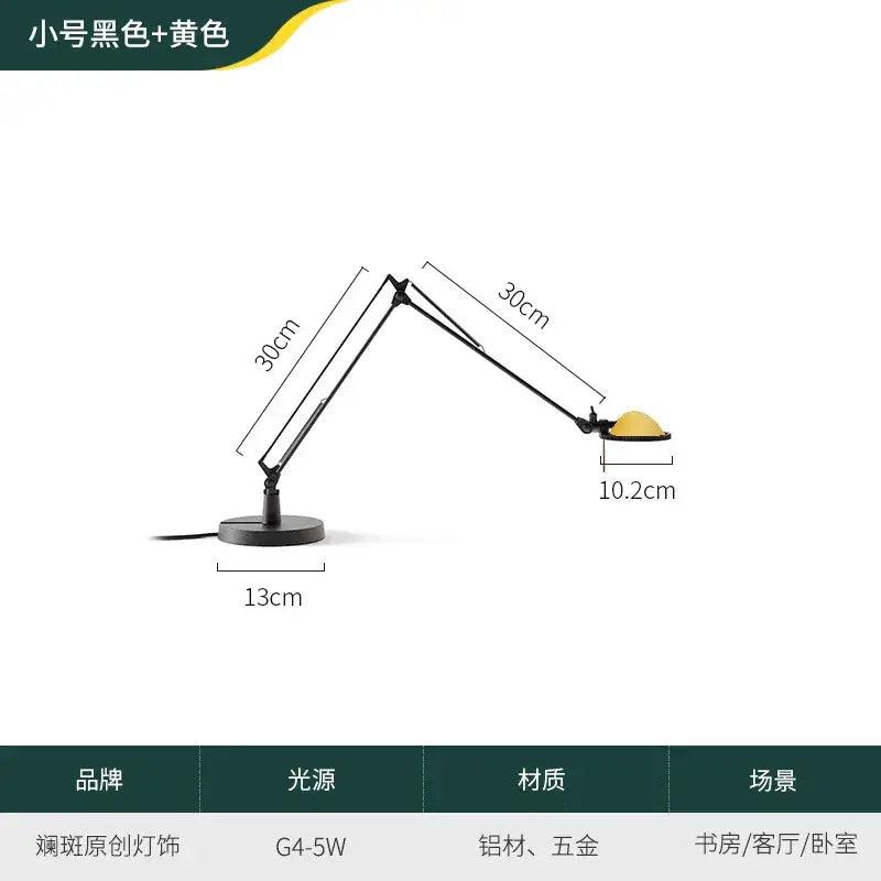 Modern black adjustable led desk lamp for study or bedroom