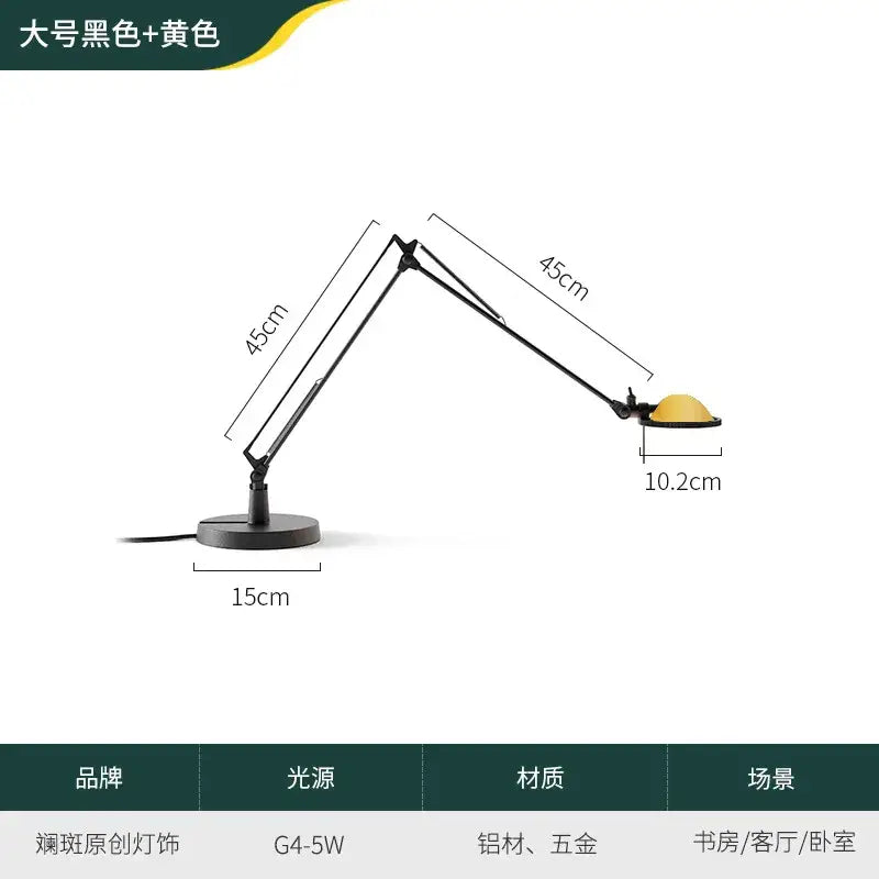 Modern black adjustable led desk lamp for study or bedroom