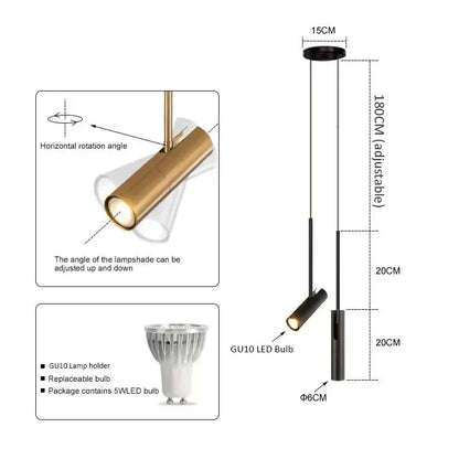 Modern black adjustable led spotlight chandelier for living room