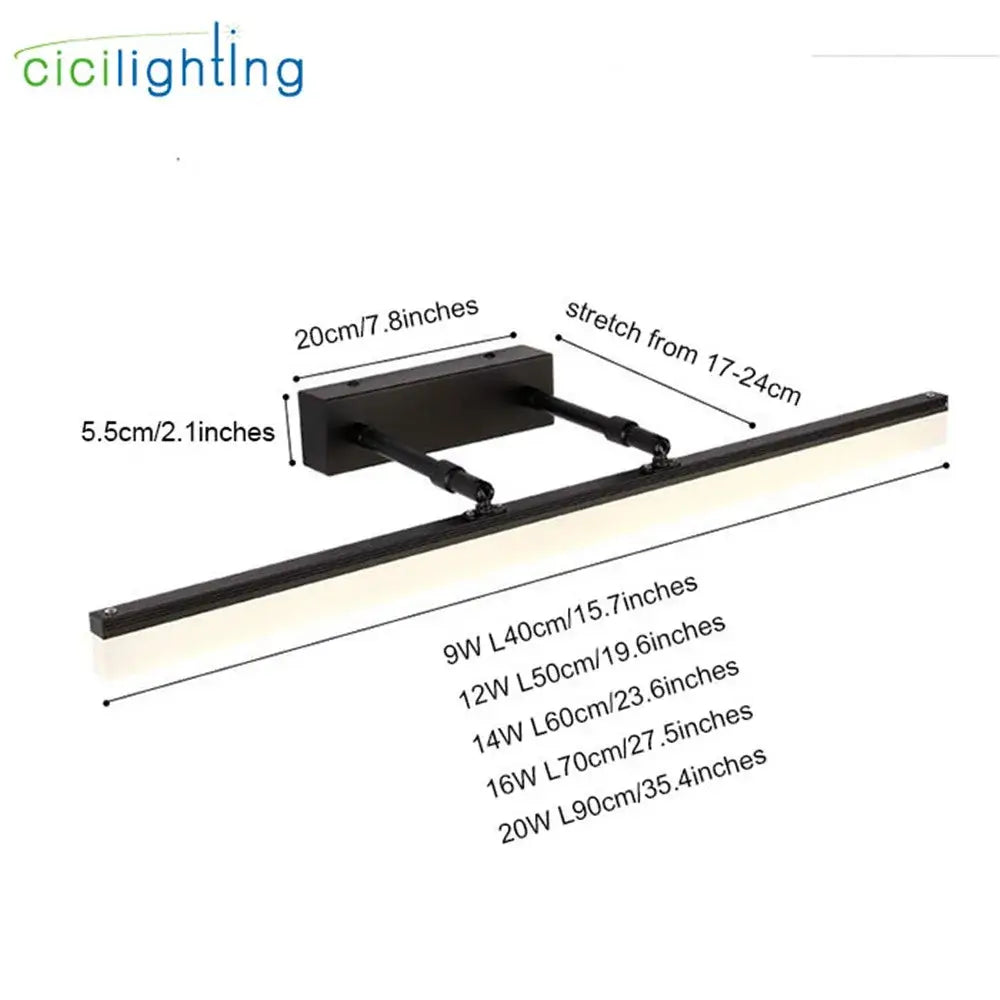 Modern black adjustable led vanity lights – bathroom wall fixture