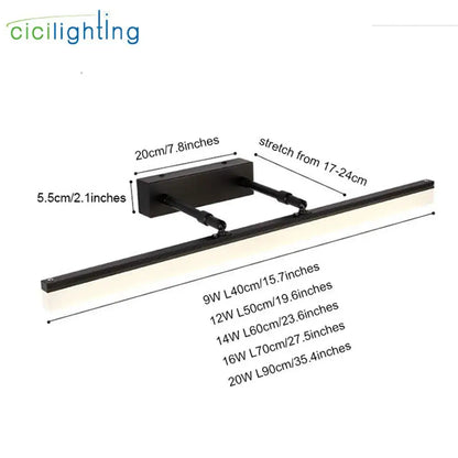 Modern black adjustable led vanity lights – bathroom wall fixture