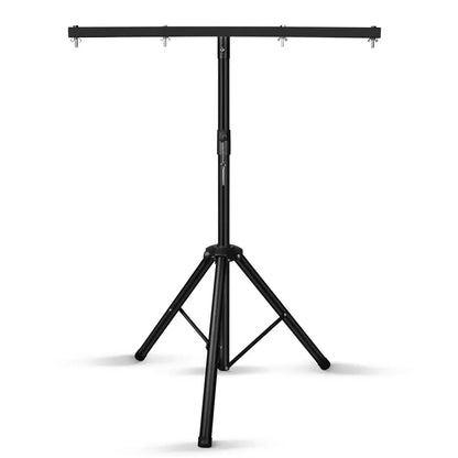 Modern black adjustable tripod stand with stage lights for living room
