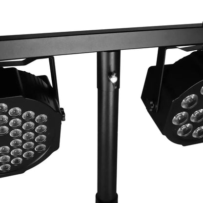 Modern black adjustable tripod stand with stage lights for living room