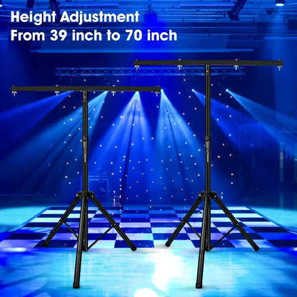 Modern black adjustable tripod stand with stage lights for living room