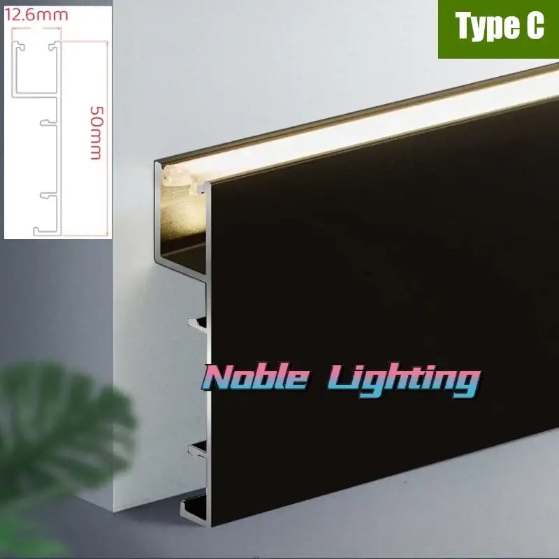 Modern black aluminium led profile recessed skirting living room