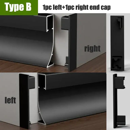 Modern black aluminium led profile recessed skirting living room
