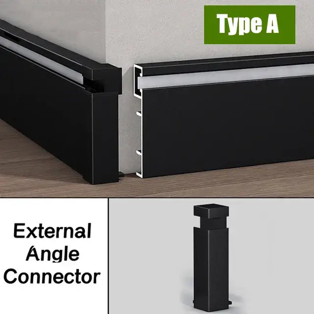 Modern black aluminium led profile recessed skirting living room