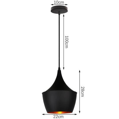Modern black aluminium pendant light for dining room decor