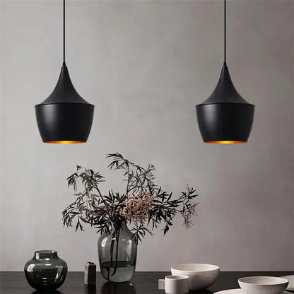Modern black aluminium pendant light for dining room decor