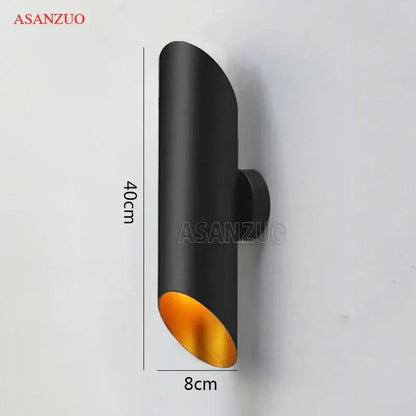 Modern black aluminum tube wall lamp bedroom dual led sconce