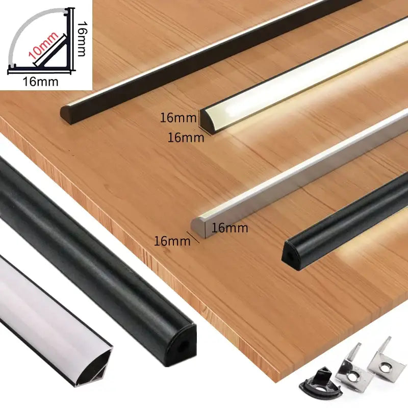 Modern black aluminum v-type led profile kitchen under cabinet light