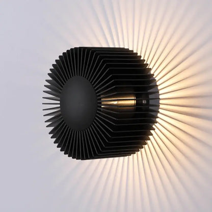 Modern black aluminum wall sconce for living room sunburst light