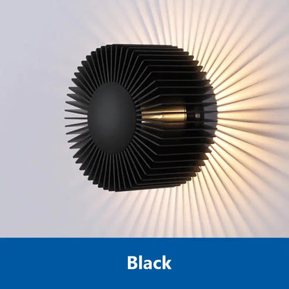 Modern black aluminum wall sconce for living room sunburst light