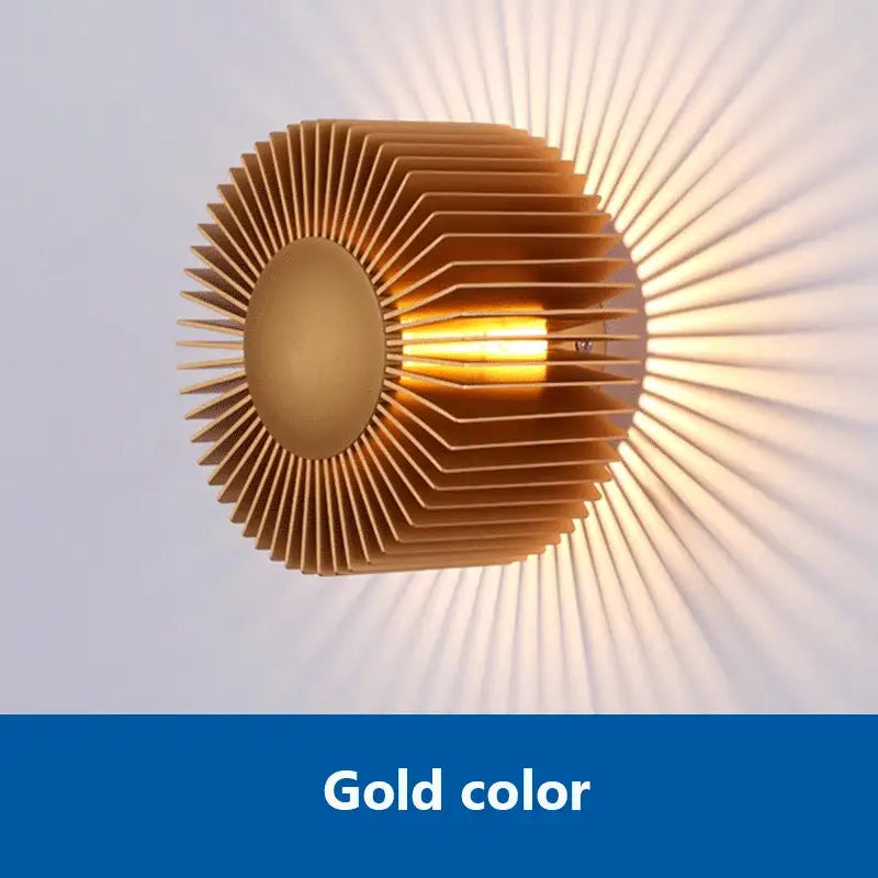 Modern black aluminum wall sconce for living room sunburst light