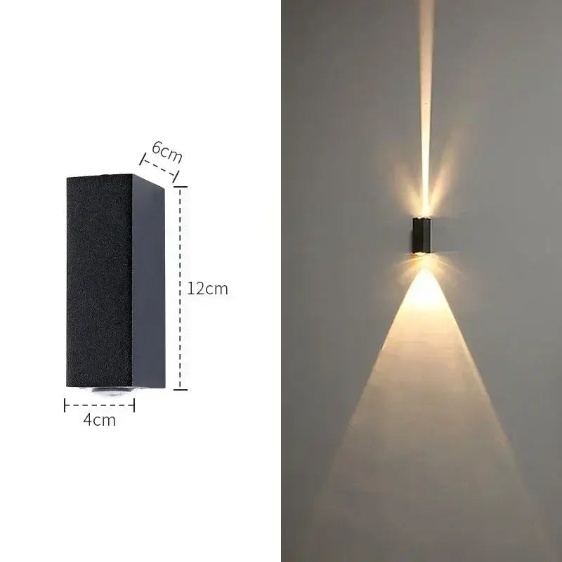 Modern black aluminum waterproof porch spot wall lamp for living room