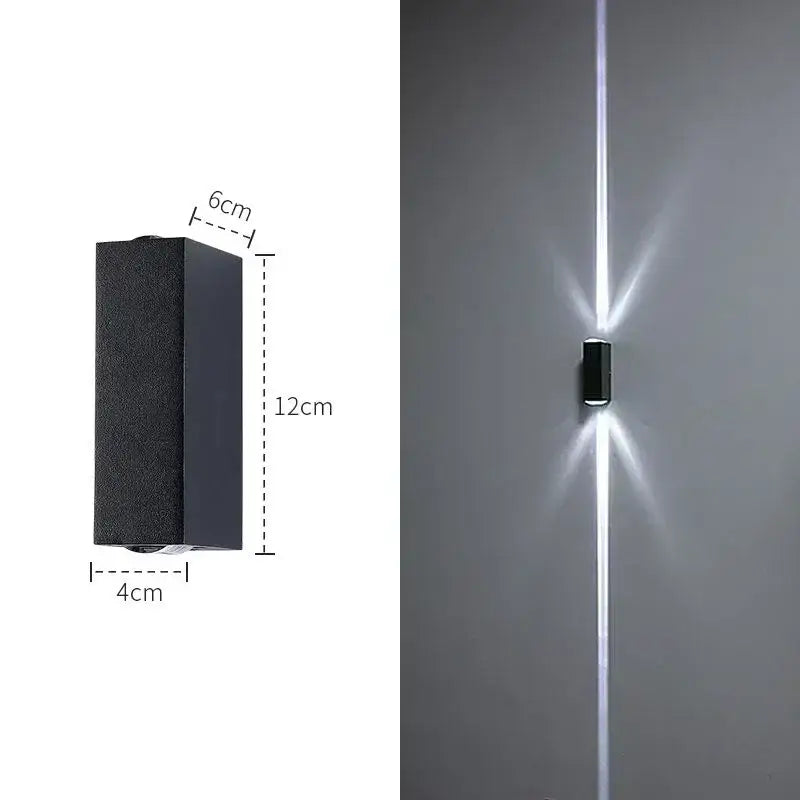 Modern black aluminum waterproof porch spot wall lamp for living room