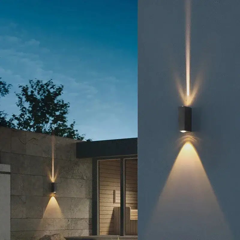 Modern black aluminum waterproof porch spot wall lamp for living room