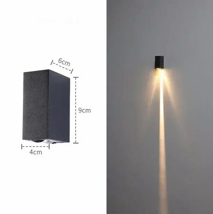 Modern black aluminum waterproof porch spot wall lamp for living room