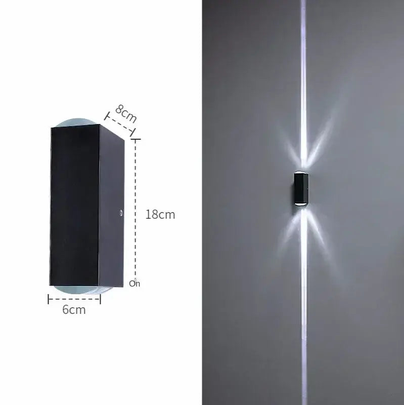 Modern black aluminum waterproof porch spot wall lamp for living room