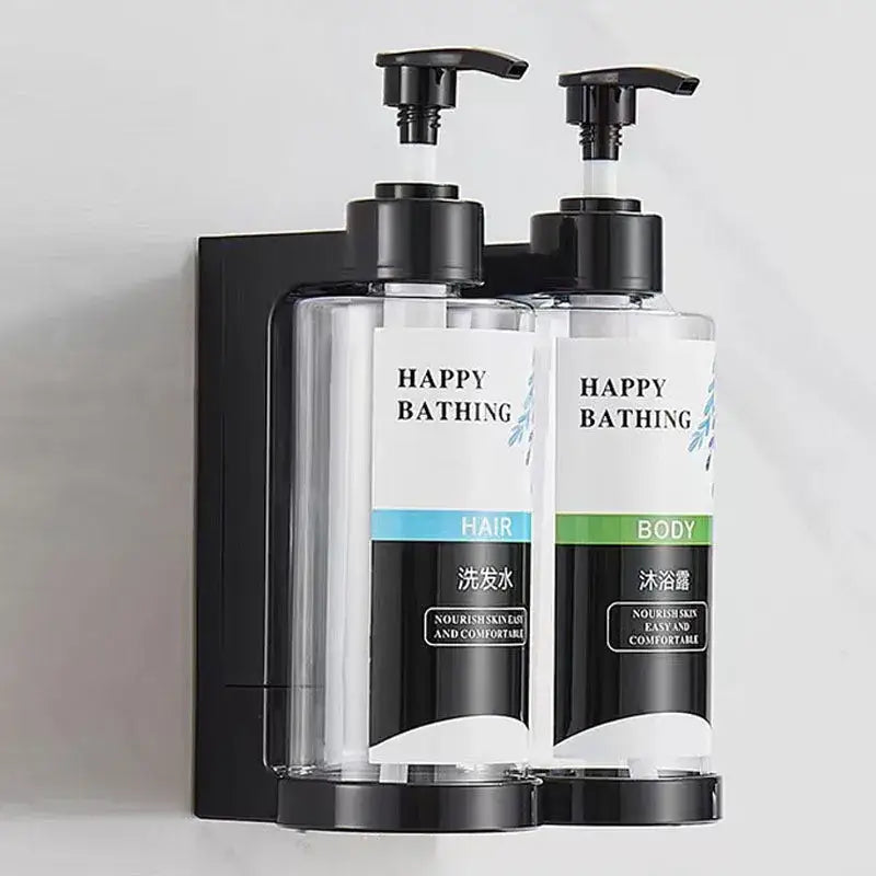 Modern black amber soap dispenser set – bathroom wall storage