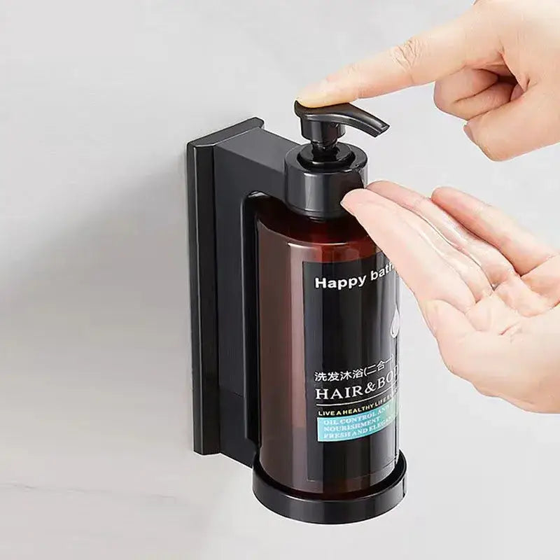 Modern black amber soap dispenser set – bathroom wall storage