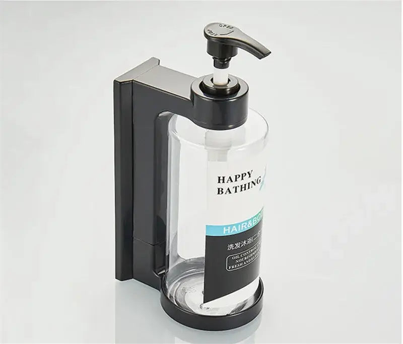 Modern black amber soap dispenser set – bathroom wall storage