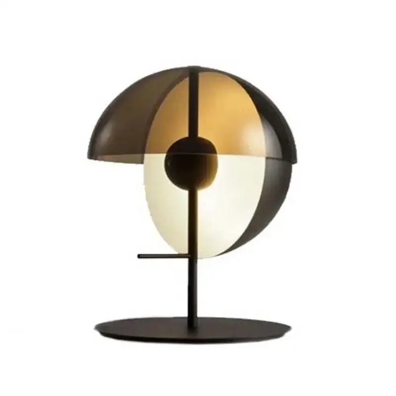 Modern black and amber glass table lamp for bedroom