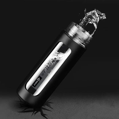 Modern black and amber insulated glass water bottle kitchen travel mug