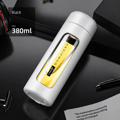 Modern black and amber insulated glass water bottle kitchen travel mug