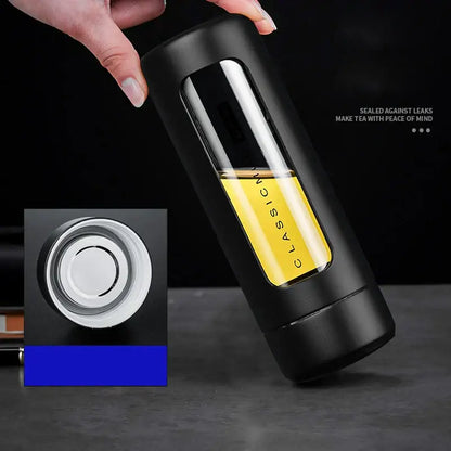 Modern black and amber insulated glass water bottle kitchen travel mug