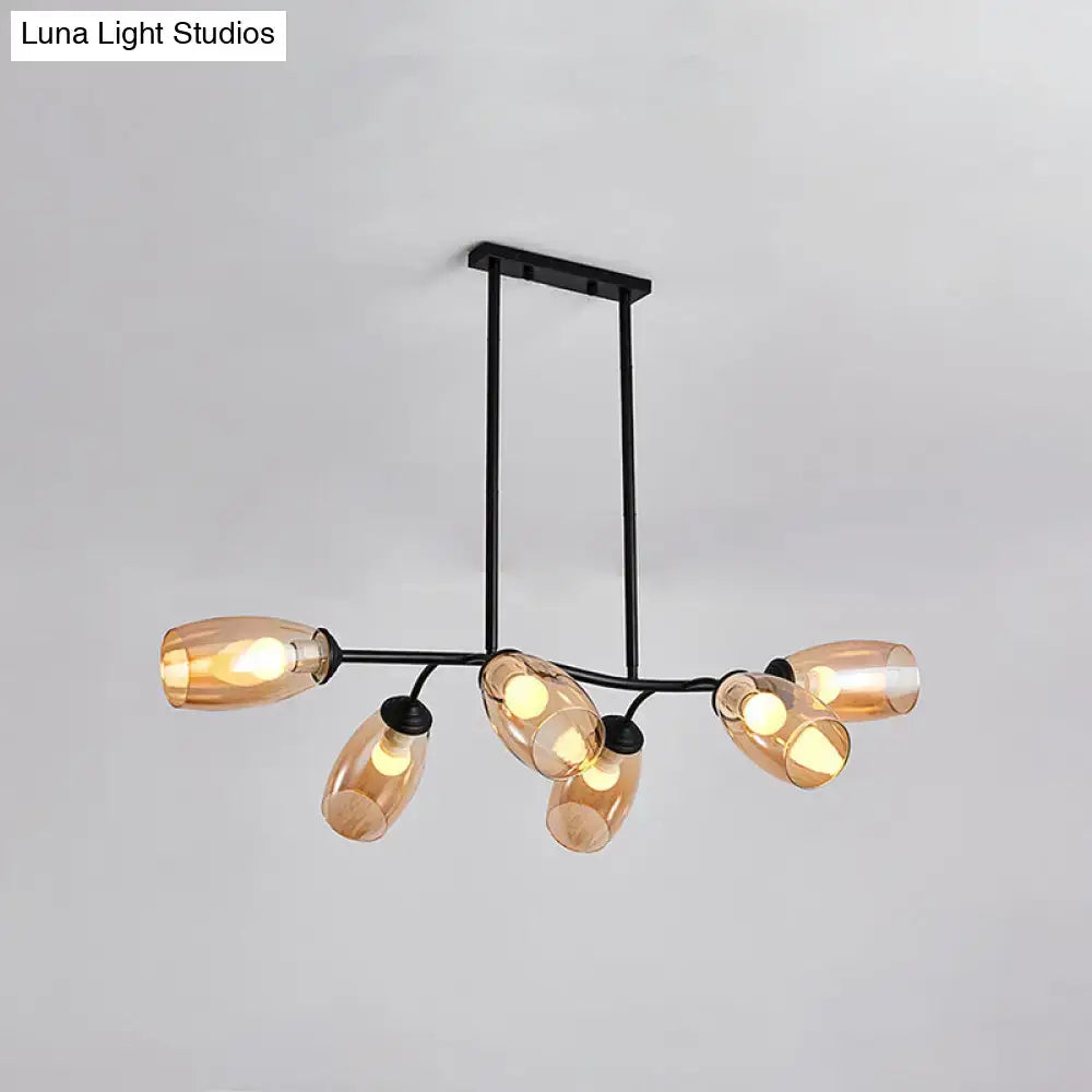 Modern black and amber island pendant light – kitchen chandelier