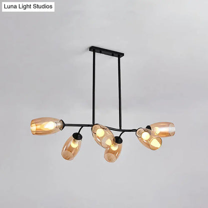 Modern black and amber island pendant light – kitchen chandelier