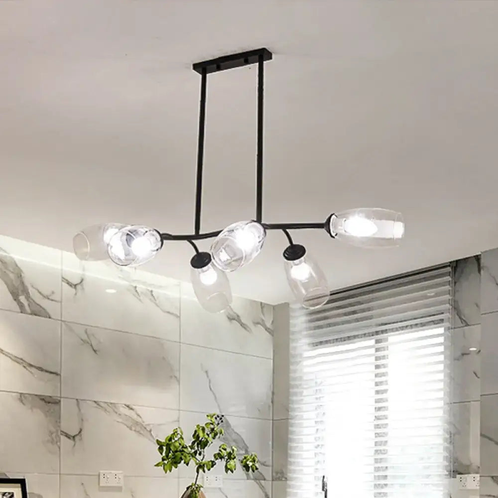 Modern black and amber island pendant light – kitchen chandelier