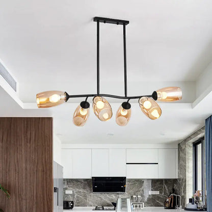 Modern black and amber island pendant light – kitchen chandelier