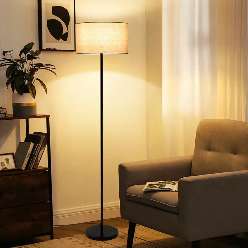 Modern black and beige led vertical floor lamp for living room