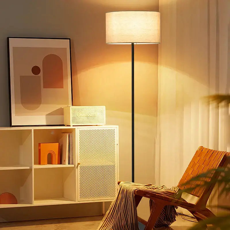 Modern black and beige led vertical floor lamp for living room