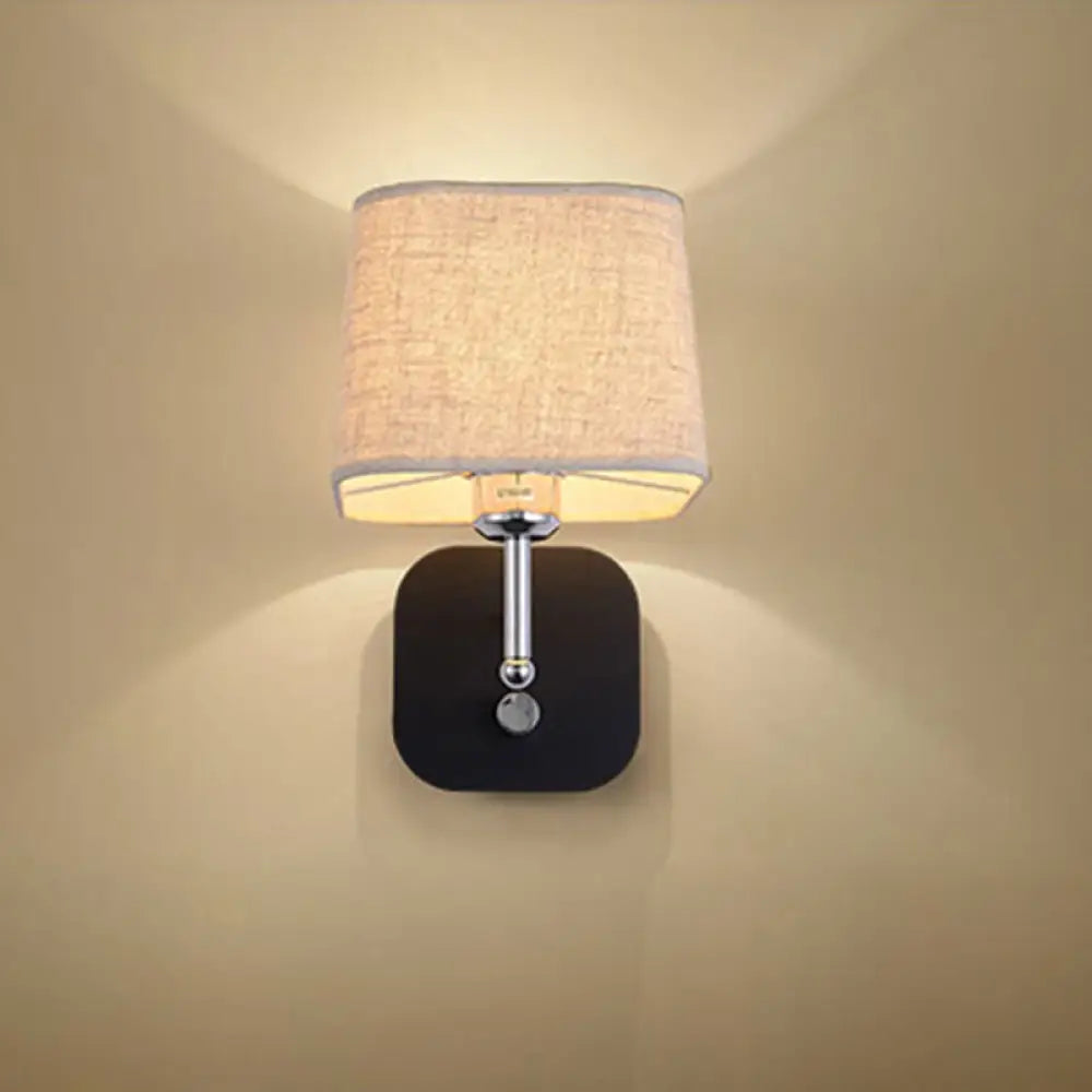 DecorBites™ Modern Black and Beige Tapered Wall Sconce with 1 Light and Backplate